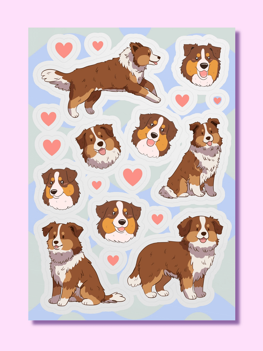 Cute Red Tri Aussie Sticker Sheet product image (1)