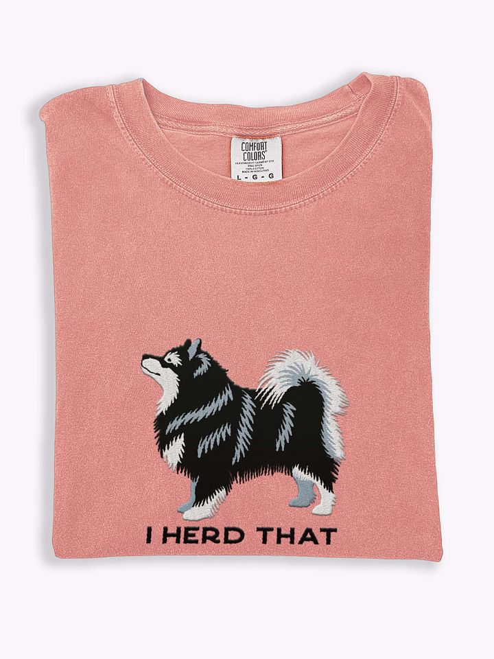 I Herd That T-Shirt(Embroidered) of a Finnish Lapphund(Black & White) product image (1)