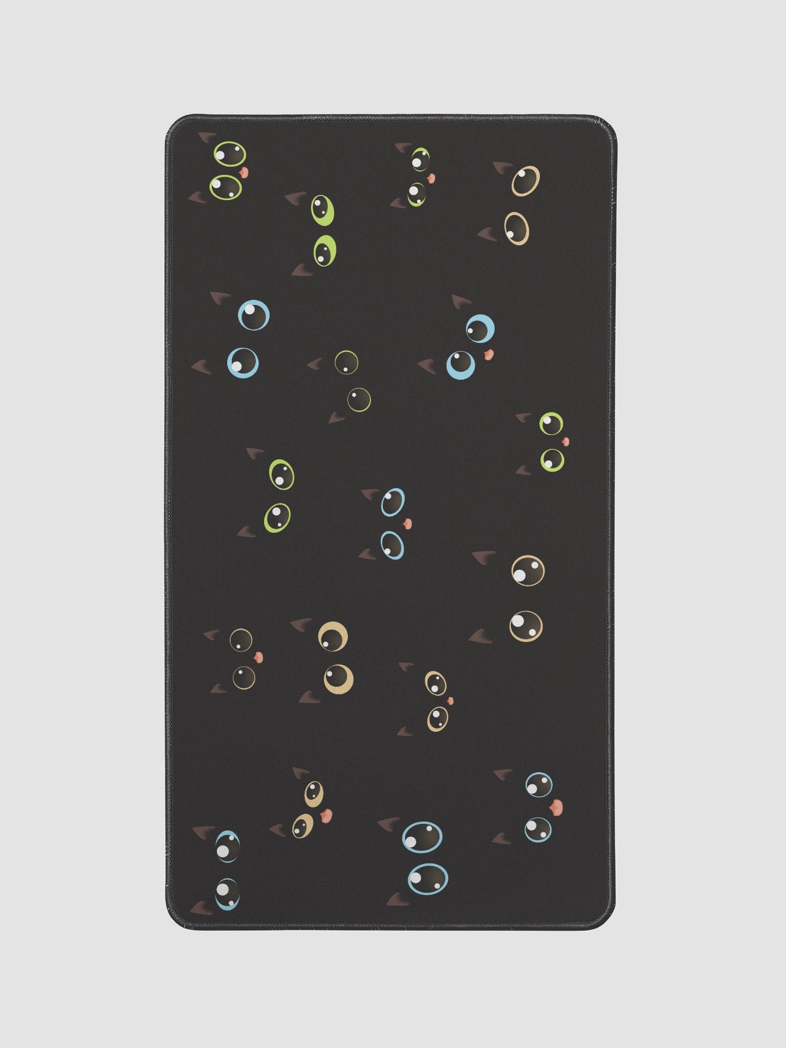 Cute Black Cat Faces (Multicolor Eyes) Desk Mat 12" x 22" product image (1)