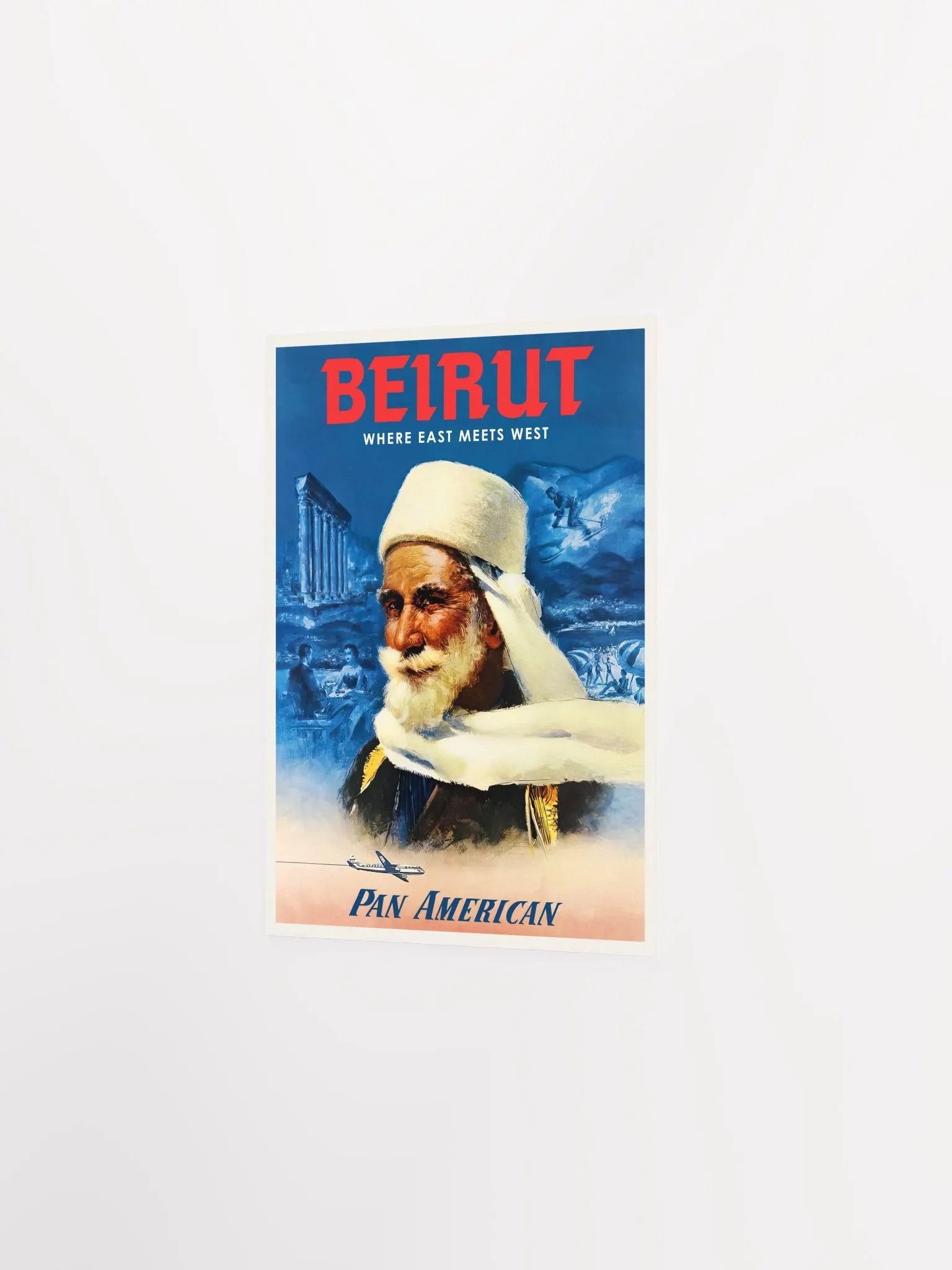 Beirut: Where East Meets West, Pan American, Lebanon, 1950s — retro vintage travel poster product image (7)