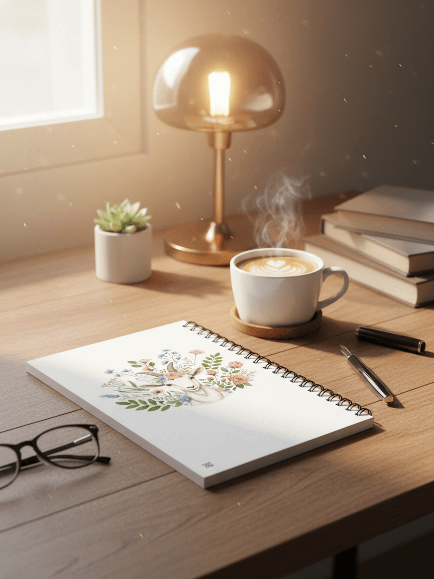 Floral Goat Spiral Notebook product image (1)