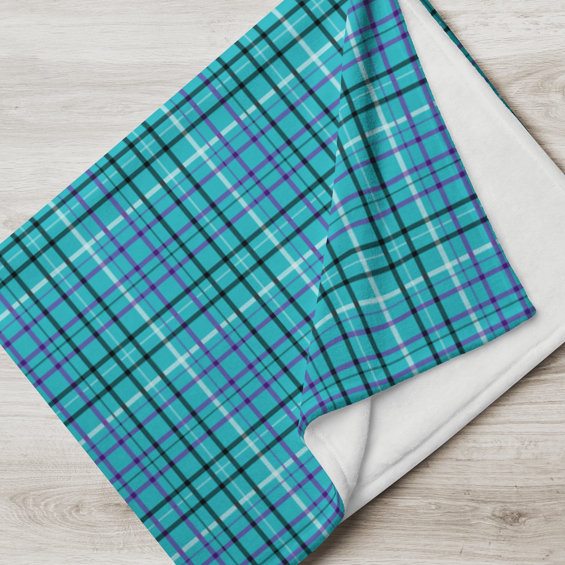 Teal Plaid Throw Blanket product image (3)