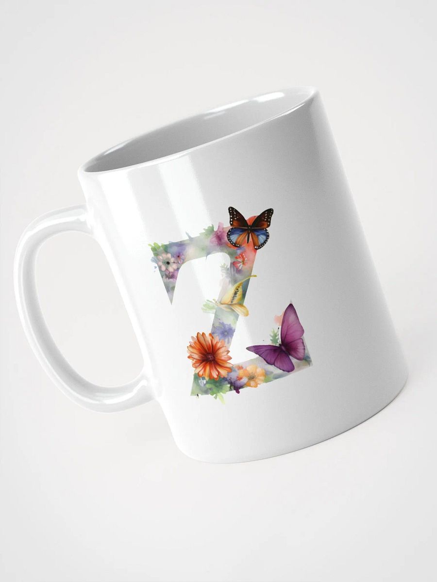 Letter Z Monogram Floral Fantasy White Glossy Mug product image (7)