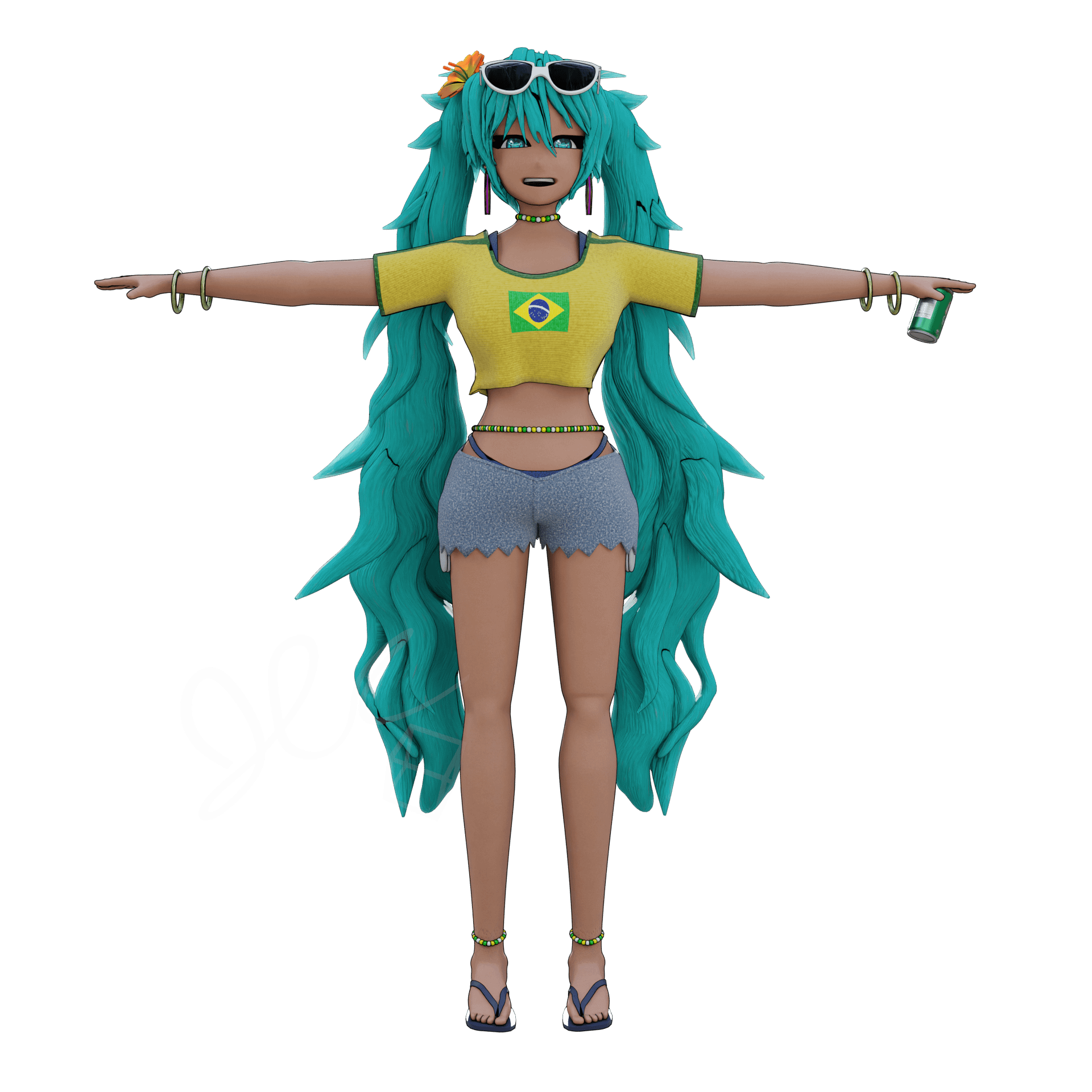 Brazillian Miku 3D model - fully rigged - V0.0 (Blender) product image (2)