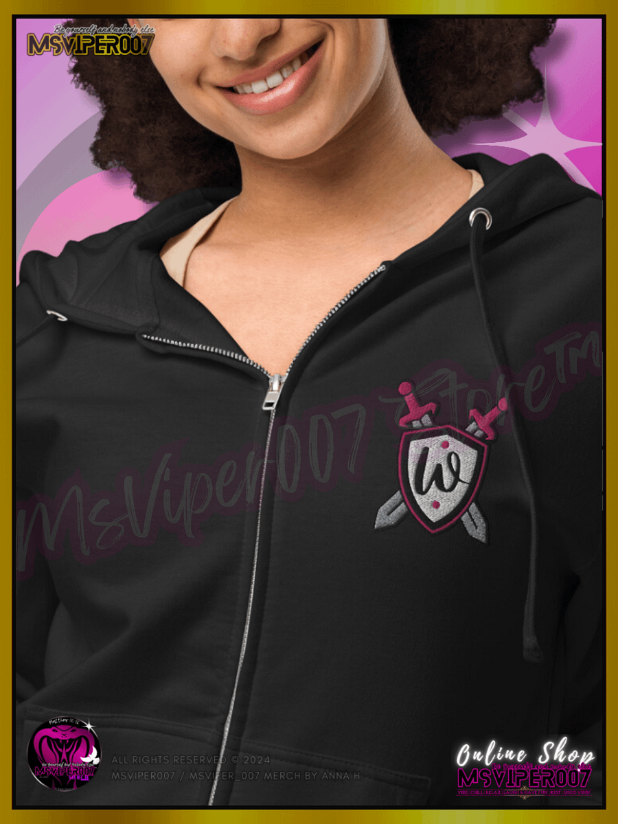 Hoodie [ Embroidered / DTG Design(s) ] - MsViper007's "Warrior Spirit-Plate Up!!!" - (flamingo / royal pink) Zip Up Hoodie By Anna H. product image (8)