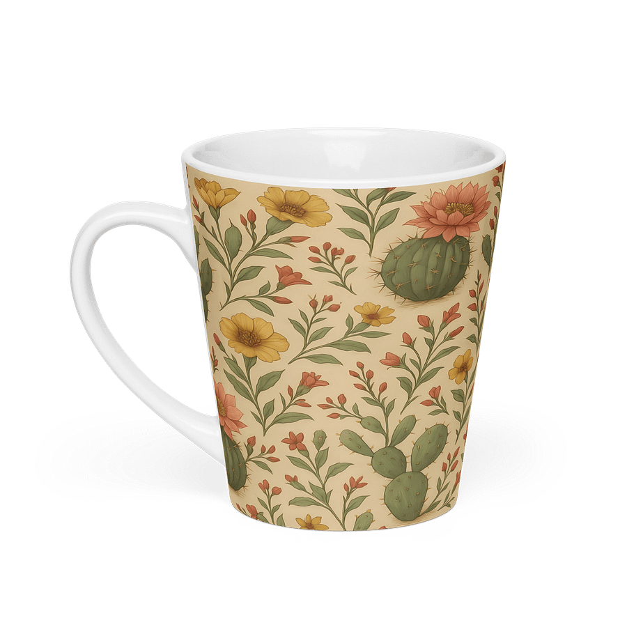 Desert Cactus Latte Mug – 12 oz Ceramic Coffee Cup with Succulent and Bloom product image (1)