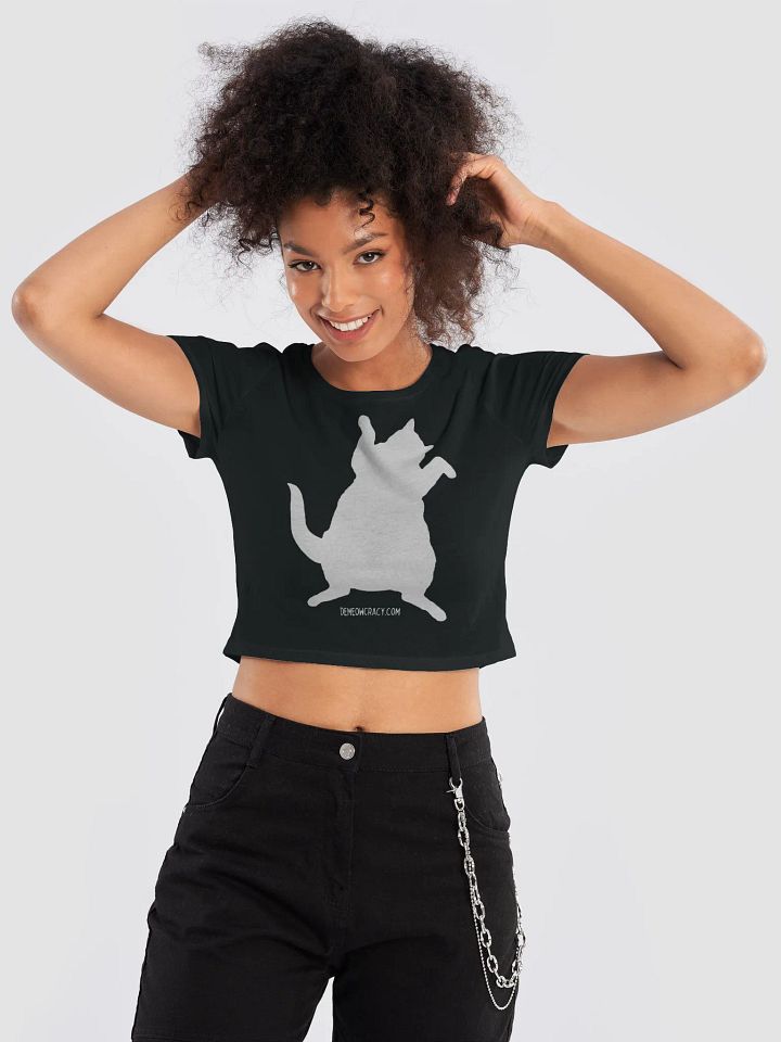 White Cat Silhouette Dancing for DeMeowcracy Women's Crop Tee product image (2)