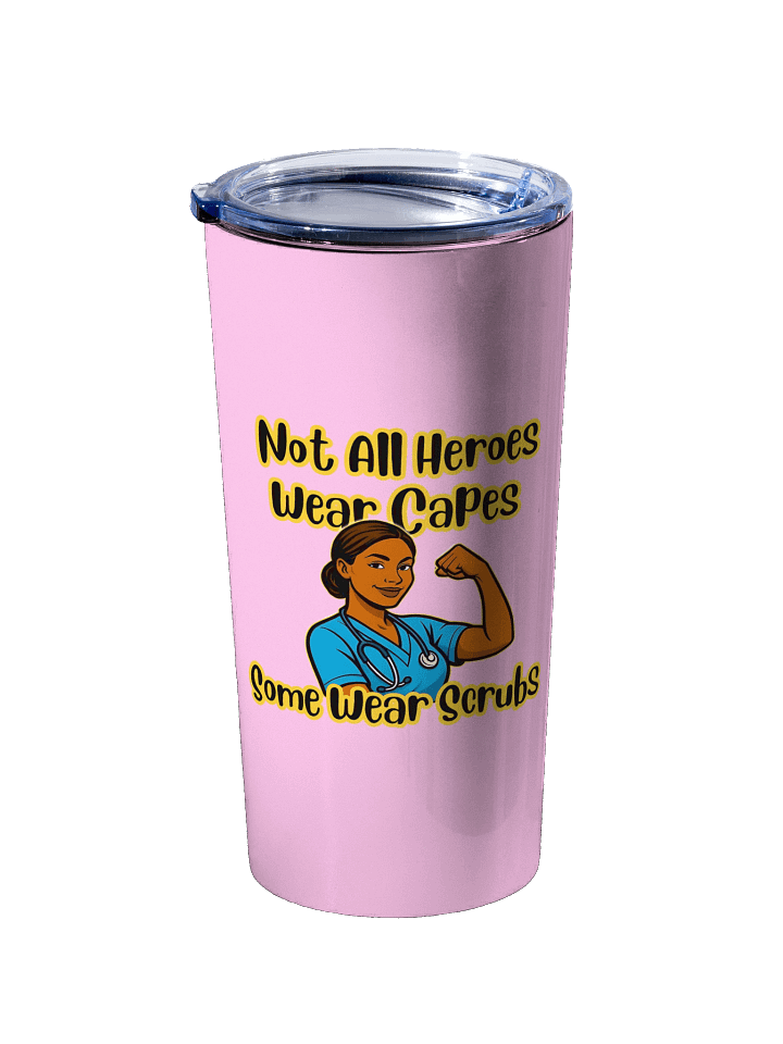 20oz Stainless Steel Pink Tumbler | Not All Heroes Wear Capes, Some Wear Scrubs Tumbler – Perfect for Nurse's, Doctor's, Med Students & Healthcare Workers product image (2)