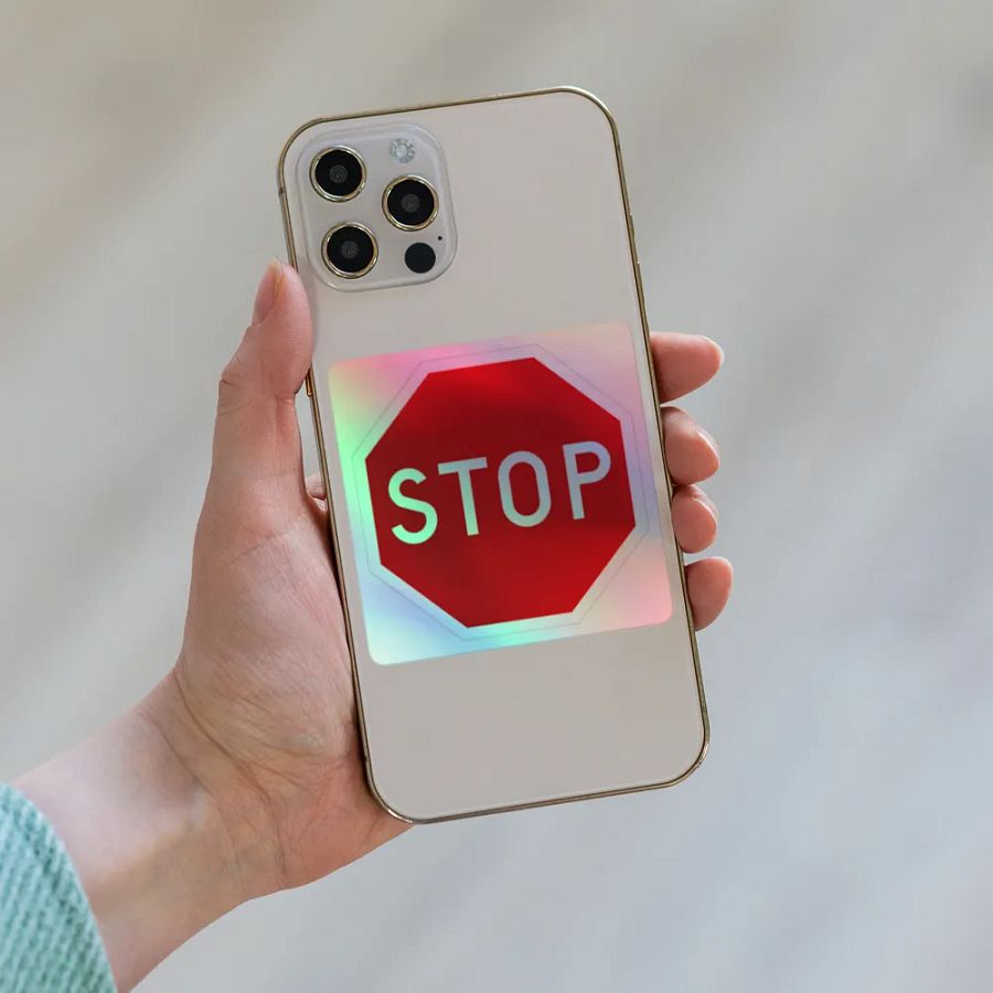 "STOP" Holographic Stop Sign Sticker product image (6)