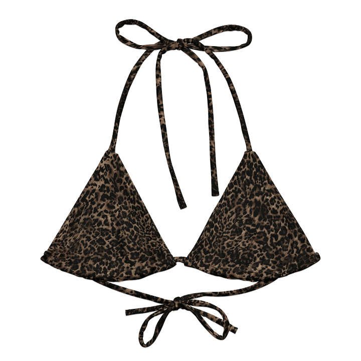 Recycled String Bikini Top "Chic Dark Brown Leopard" product image (2)