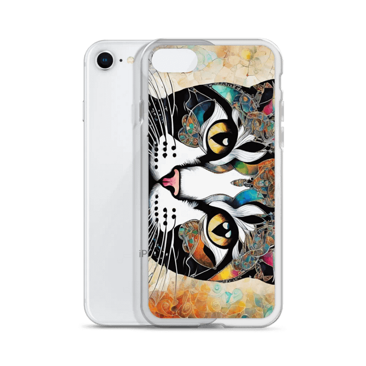 Whimsical Cat Face Clear iPhone Case product image (51)