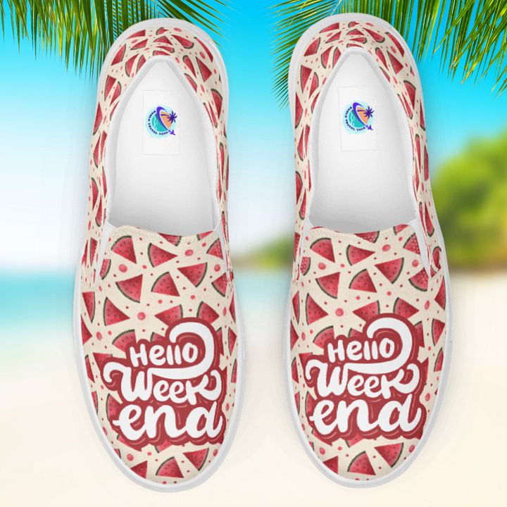 Hello Weekend Watermelon All Over Print Slip On Canvas Shoes product image (1)