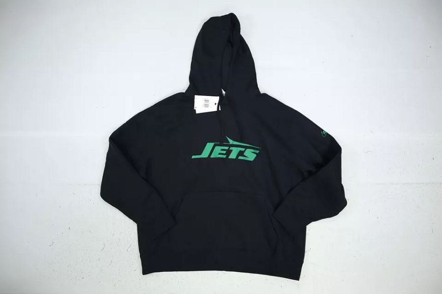 New York Jets Nike Rewind Club Pullover Hoodie Logo Sweatshirt Black Mens 2XL product image (2)