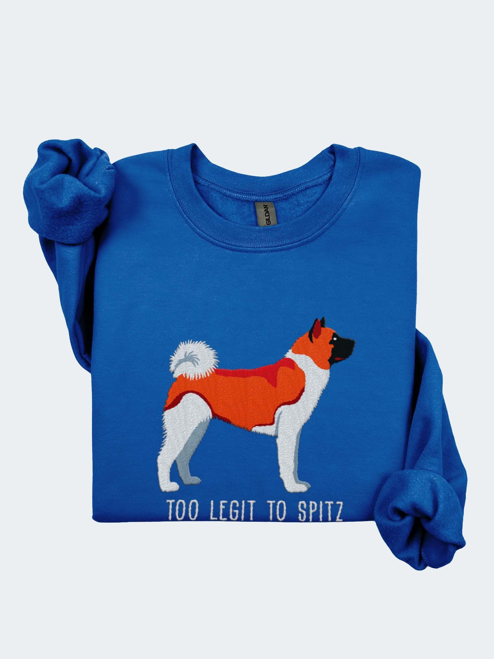 Too Legit to Spitz Sweatshirt (Embroidered) of an American Akita(Red & White) product image (1)
