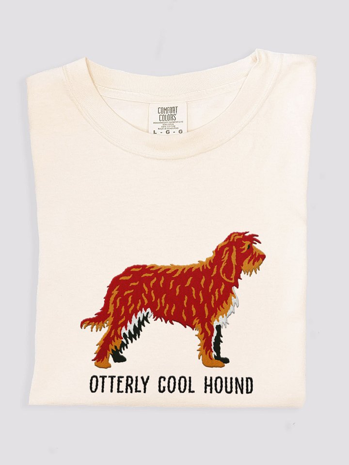Otterly Cool Hound T-Shirt(Embroidered) of an Otterhound(Chocolate) product image (1)