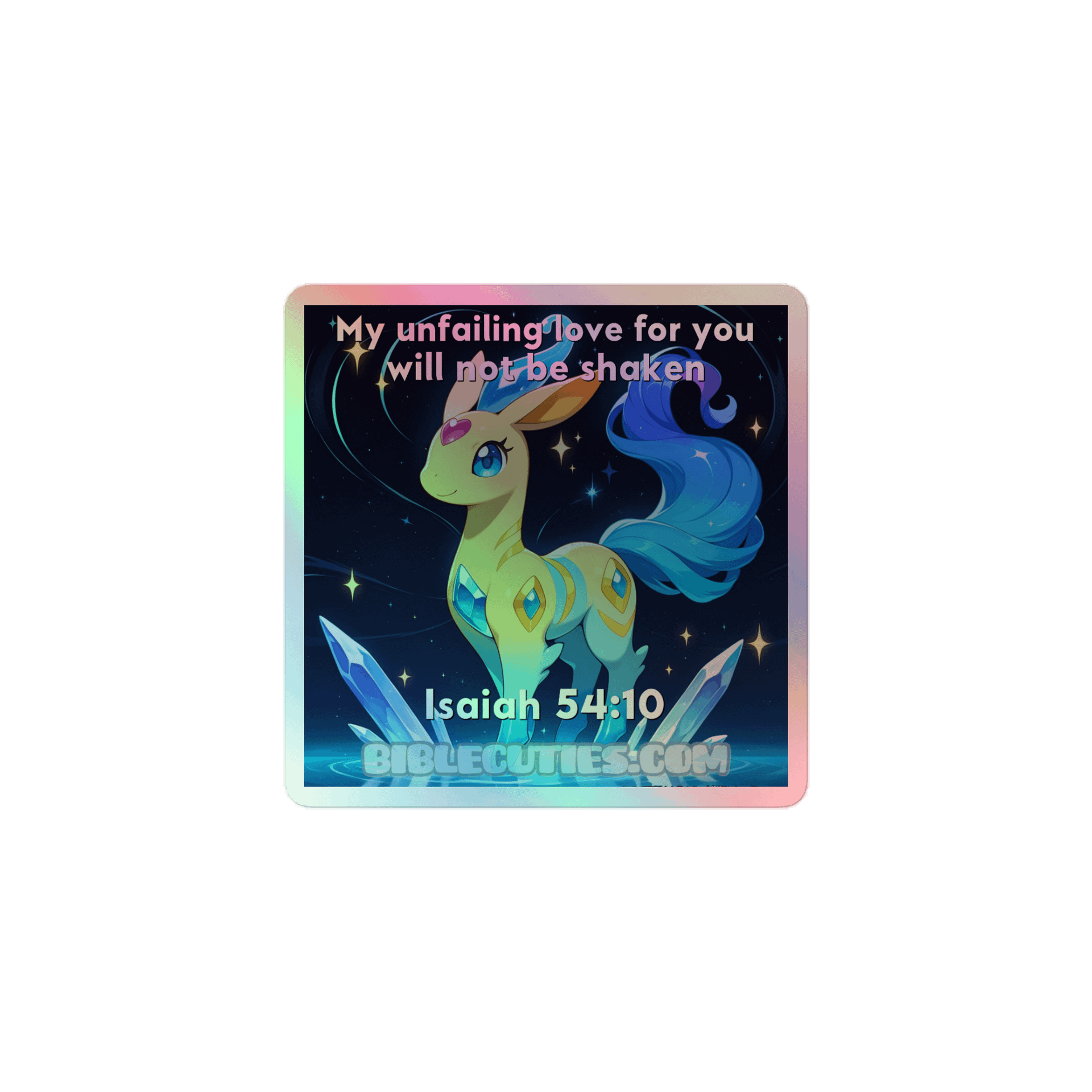 Bible Cuties Victoria - My unfailing love for you will not be shaken Holographic Sticker product image (1)