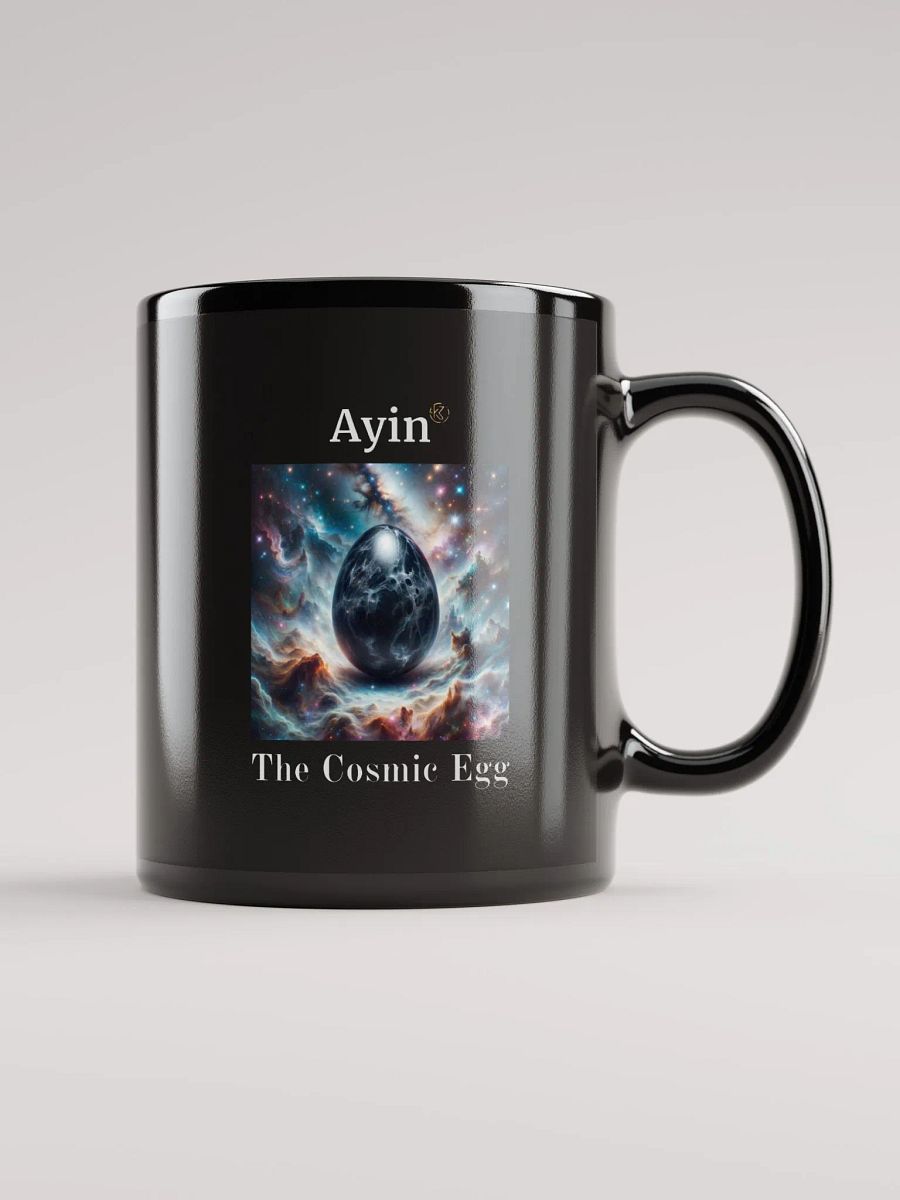 Ayin: the Cosmic Egg | Black Glossy Mug product image (3)