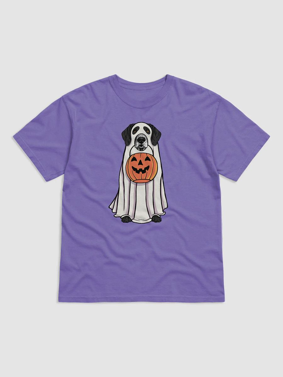 Funny Halloween German Shorthaired Pointer(Black 2) T-Shirt | Funny GSP Wearing a Ghost Costume and Holding a Pumpkin Basket product image (27)
