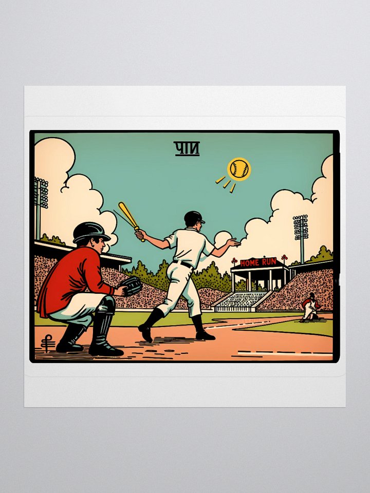 Vintage Baseball Card: Retro Home Run Scene Sticker product image (3)