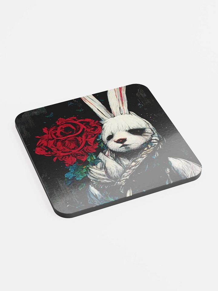 Whimsical Rabbit & Rose Glossed Coaster product image (2)