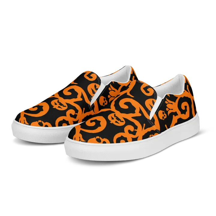 Scary Pumpkins Skull Men Slip-On Shoes product image (2)