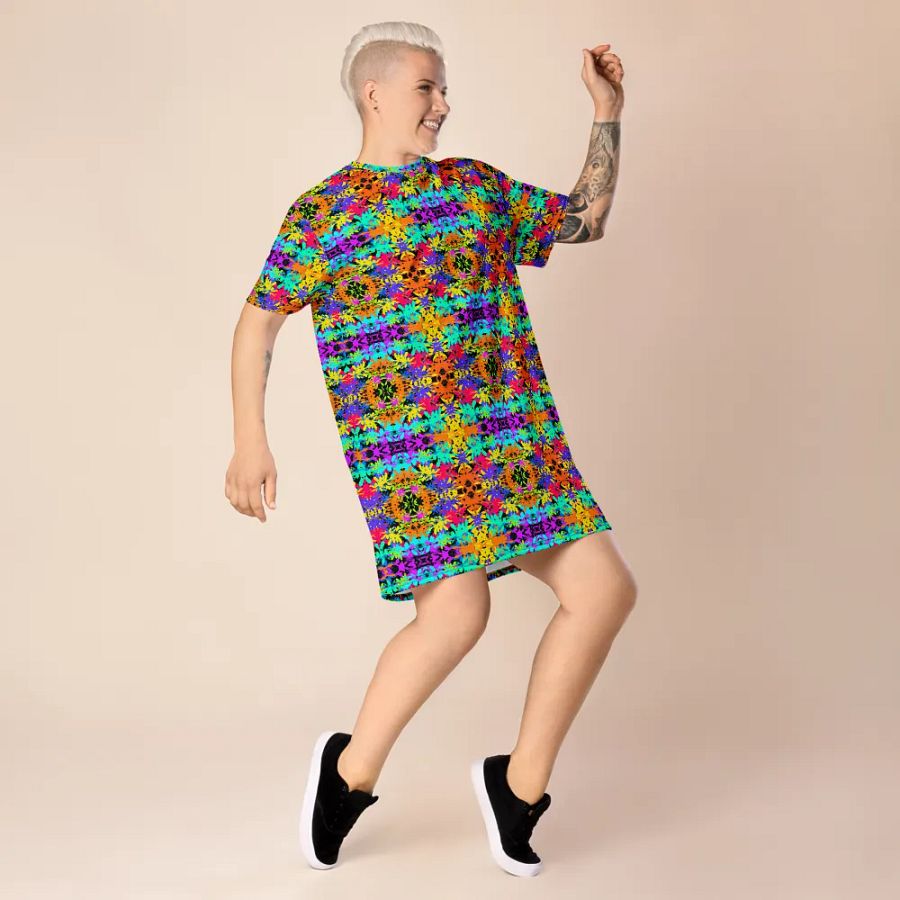 Bright Colourful Leaves Pattern Dress product image (7)