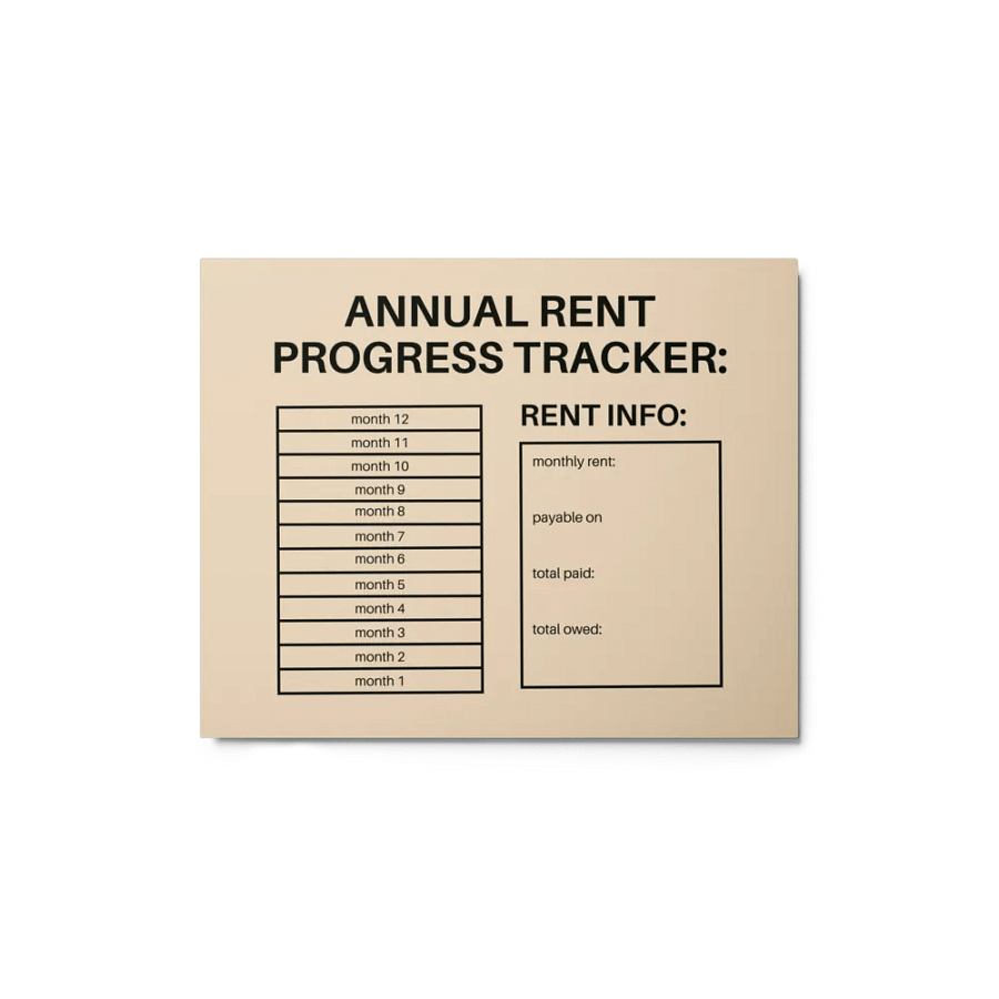 ANNUAL RENT TRACKER (black design 10) product image (1)