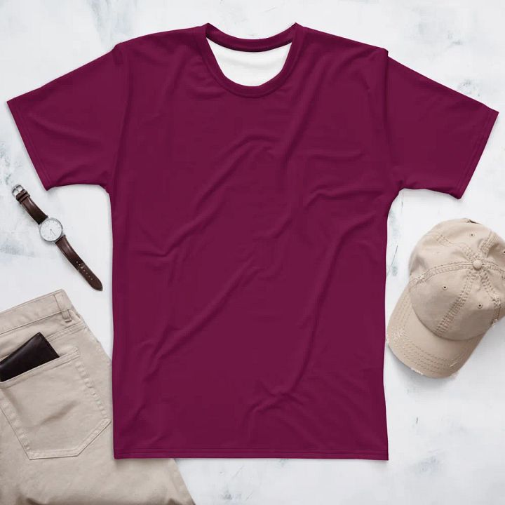 Plain Dark Burgundy Red True Summer Men's Crewneck Polyester Heavyweight Premium T-Shirt by Treasure Pie product image (1)