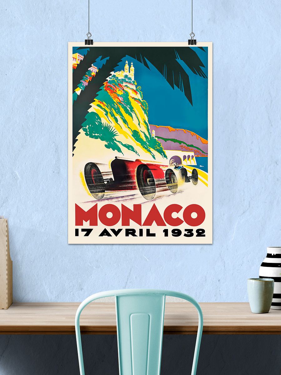 Monaco Vintage F1 Grand Prix, 1932 poster — Vintage Formula 1 poster, Monaco Grand Prix poster, retro travel poster product image (2)