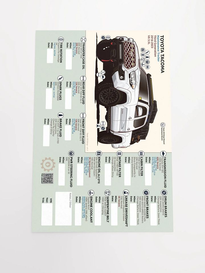 3rd Gen Maintenance Tracker v1.1 - White product image (2)
