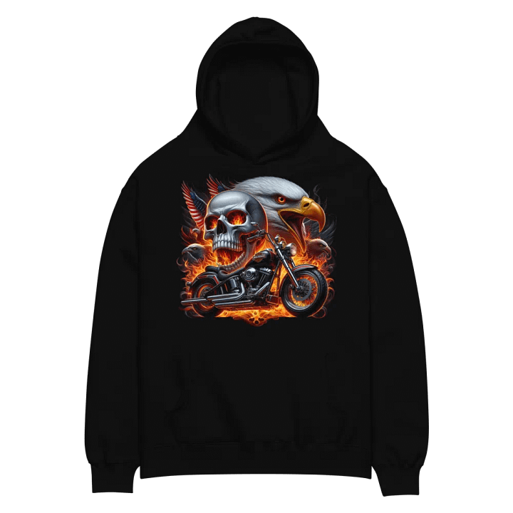 Eagle Skull Motorcycle Oversized Hoodie #2 product image (2)
