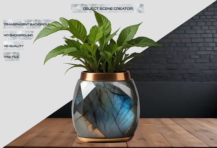 Stellar Luxe – Labradorite & Bronze Vase PNG product image (2)