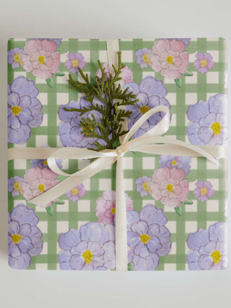 Gingham Blossoms Wrapping Paper Set of 3 Sheets product image (9)