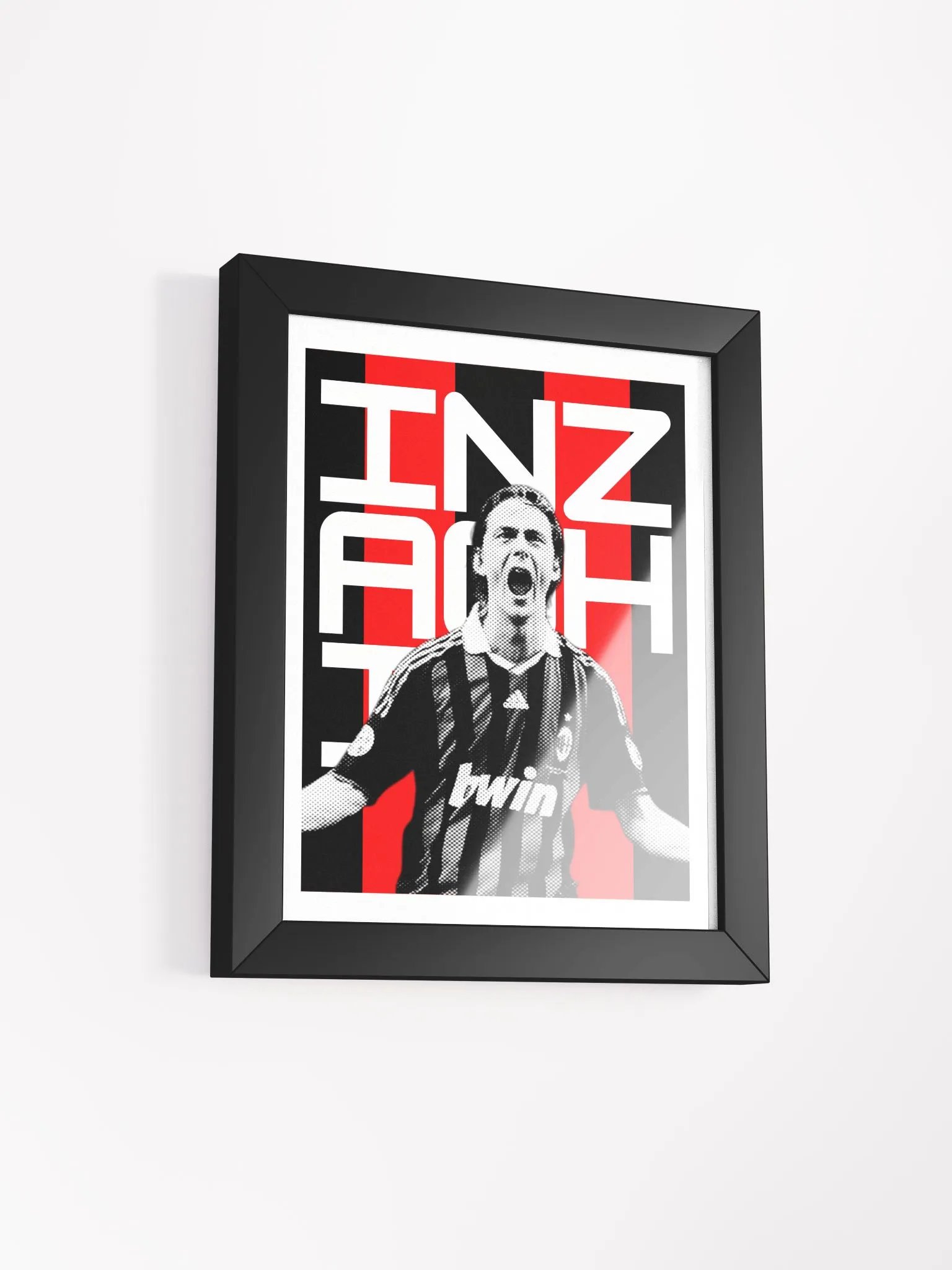 Filippo Inzaghi BW AC Milan Name Art Framed Print product image (2)