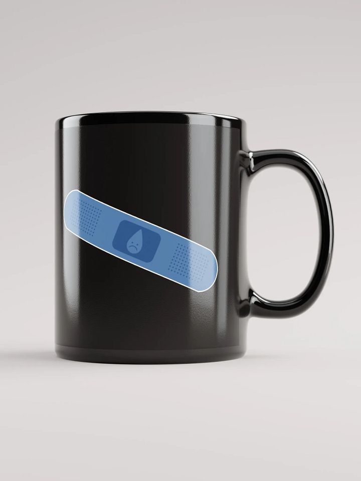 Severance Lumon Band-Aid Mug – Black Glossy Psychological Satire Coffee Cup product image (1)