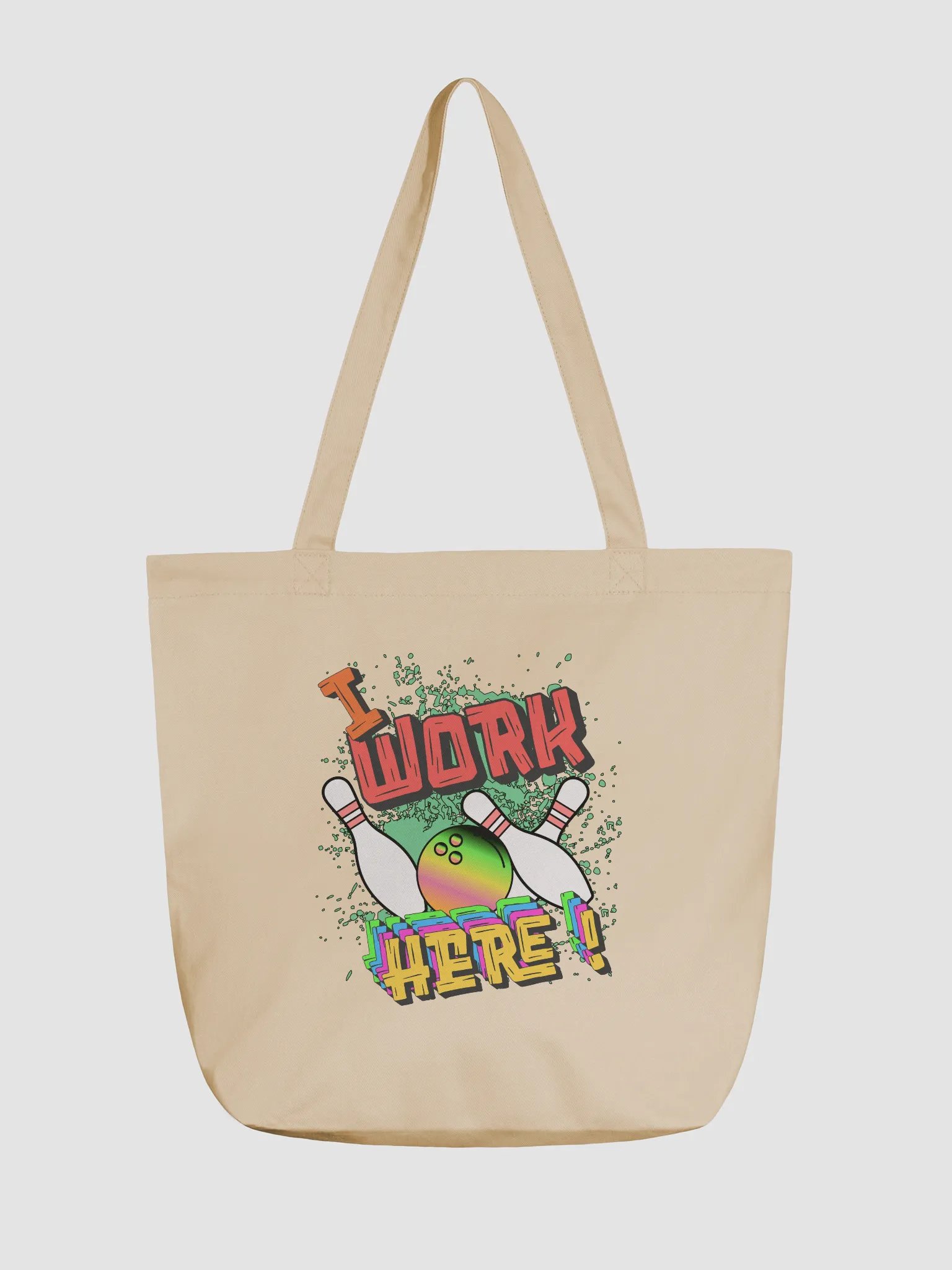 I Work Here Bowling Colorful Statement Tote product image (5)