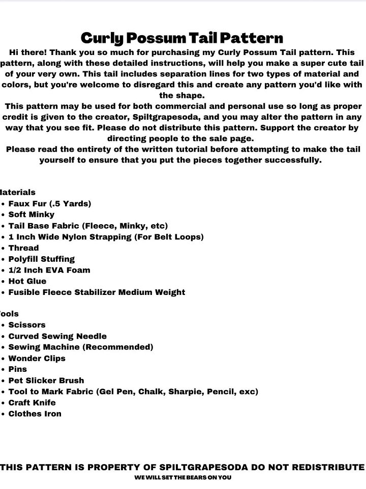 Curled Possum Tail Pattern [PDF DOWNLOAD] product image (2)