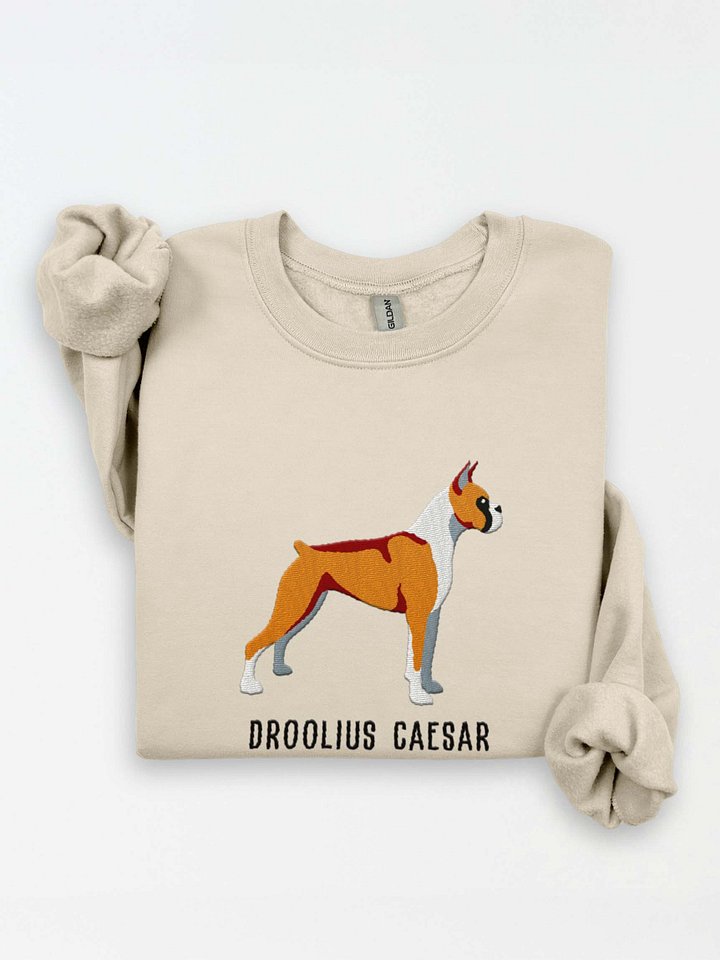 Droolius Caesar Sweatshirt (Embroidered) of a Boxer(Tan, Cropped Ears) product image (1)