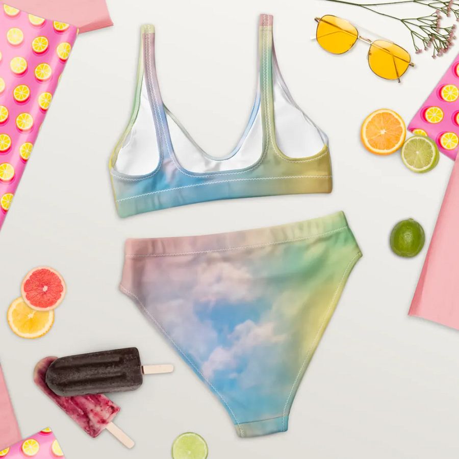 Blur cloud rainbow Design High Waisted Bikini - V10 product image (7)