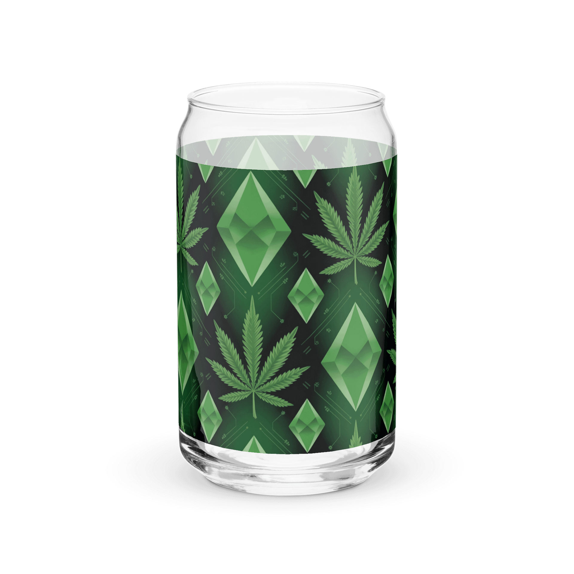 Cannabis & Diamonds Design | 16oz Can-Shaped Glass | A Stylish Twist on Glassware product image (3)