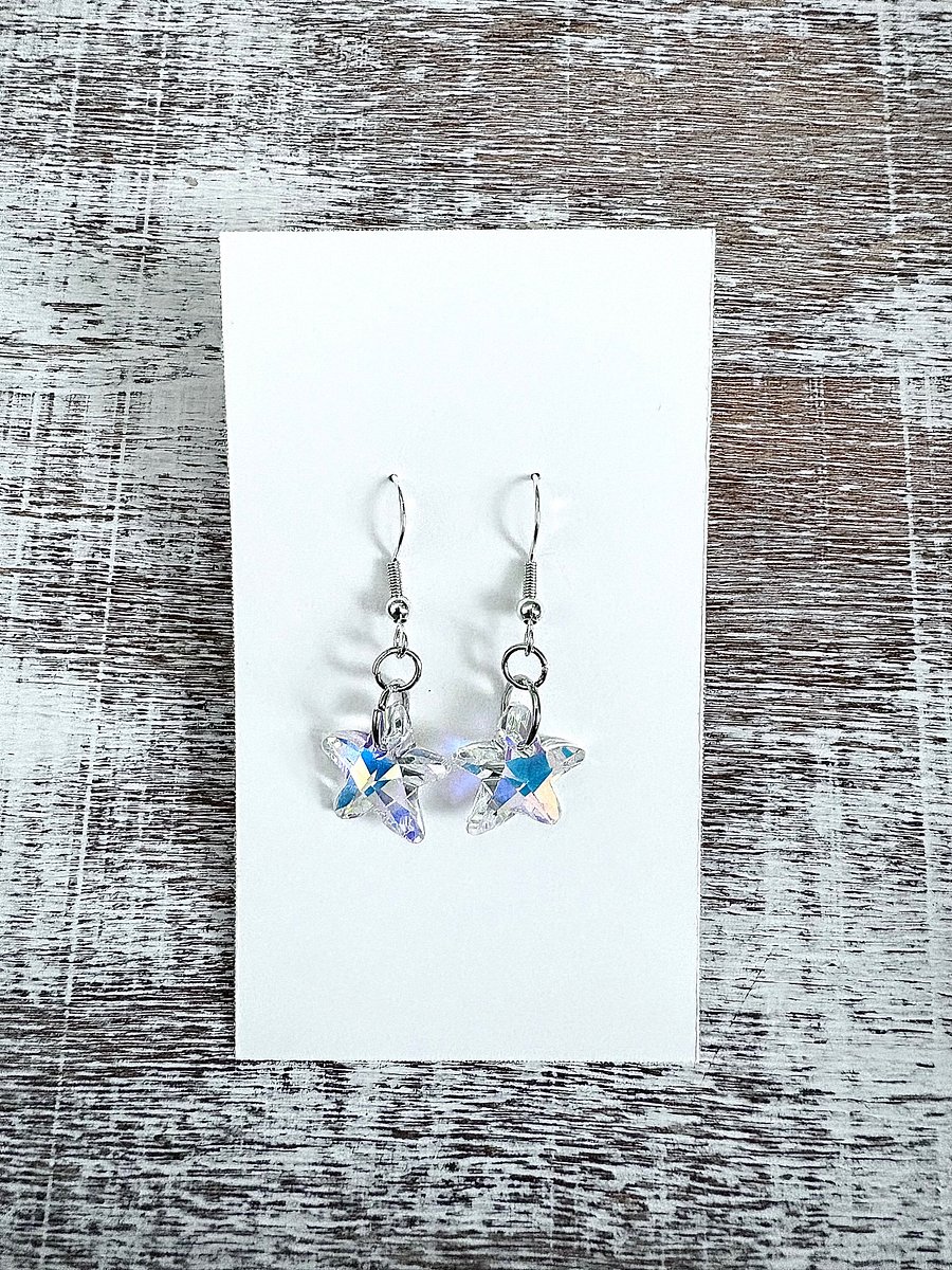 Handmade Iridescent Crystal Star Earrings | Monique Faella Designs™ | MFD-00100 product image (2)