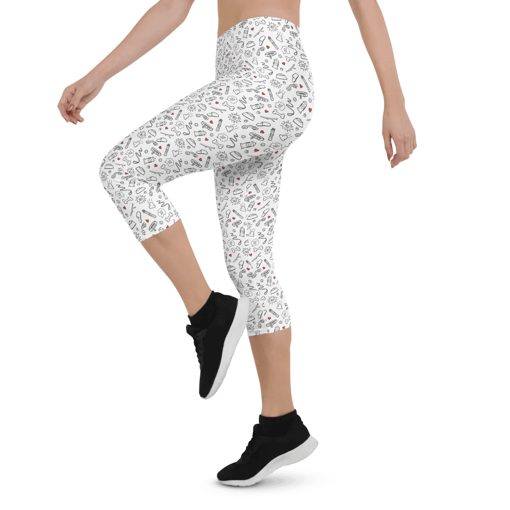 Best Friend Doodle Art Capri Leggings - Red product image (4)