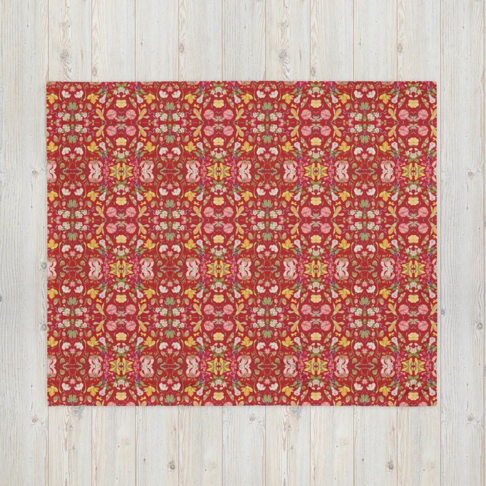 Exotic Blooming Floral Butterfly Red Throw Blanket product image (4)