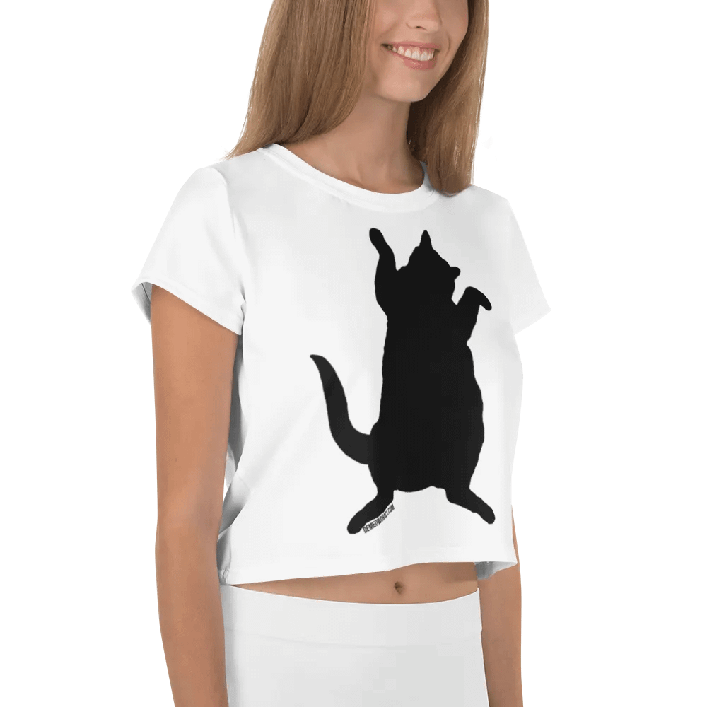 Dancing for Demeowcracy Black Cat Silhouette Crop Tee product image (7)