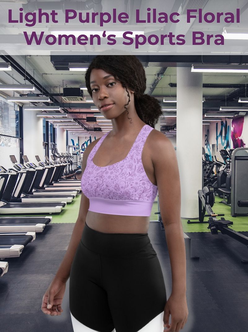 Light Purple Lilac Floral Women's Sports Bra