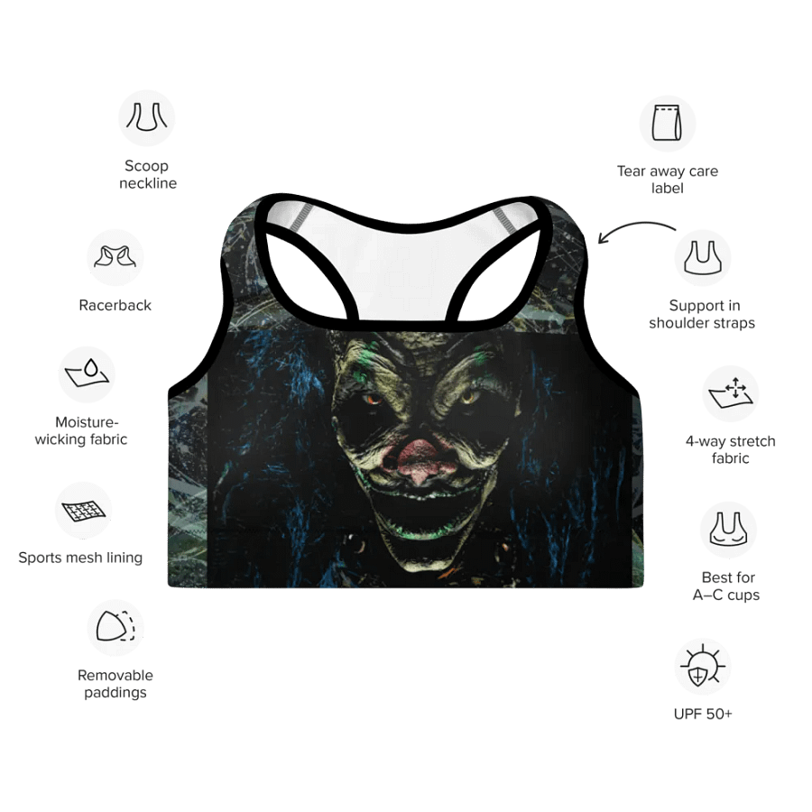Luminous Reflection Sinister Clown Sports Bra product image (7)
