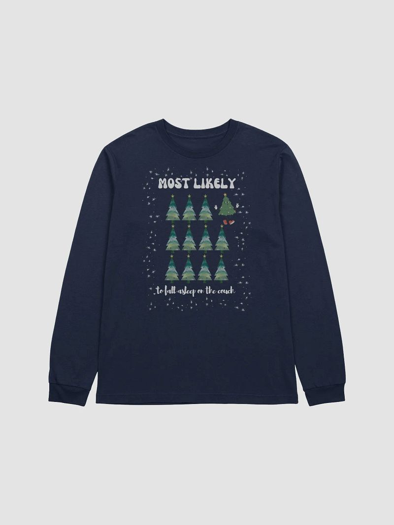 Most Likely to Fall Asleep on the Couch Retro Tree Character Long Sleeve Tee