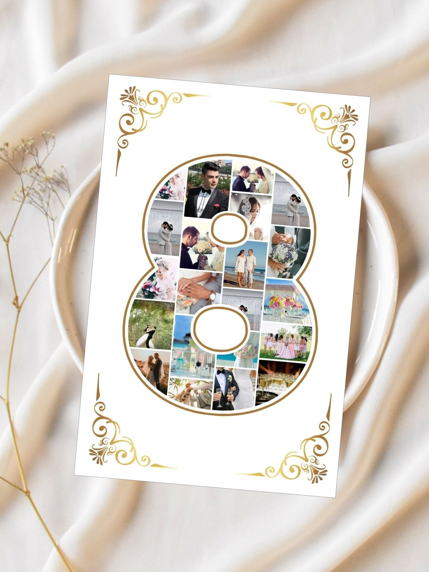 Eight Year Celebration Card Photo Collage Canva Template product image (3)
