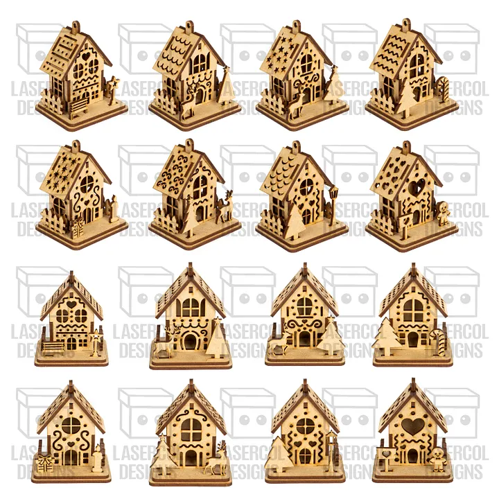 Christmas Houses Ornaments (8 Styles) - Laser Cut Files product image (2)
