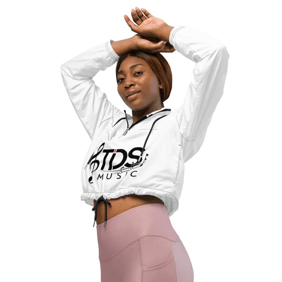 TDS Music Women's White Cropped Windbreaker Jacket - Lightweight & Water-Resistant | XS–2XL product image (10)